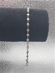 STERLING SILVER ANKLET BRACELET W/ SMALL FLAT ROUND POLISHED LINK